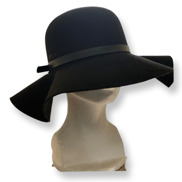 Black Floppy Hat with Satin Buckle Trim - Picture 1 of 7